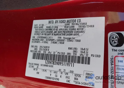 2009 Ford Mustang Gt/Gt Premium from USA, damaged, VIN 1ZVHT82H095119711